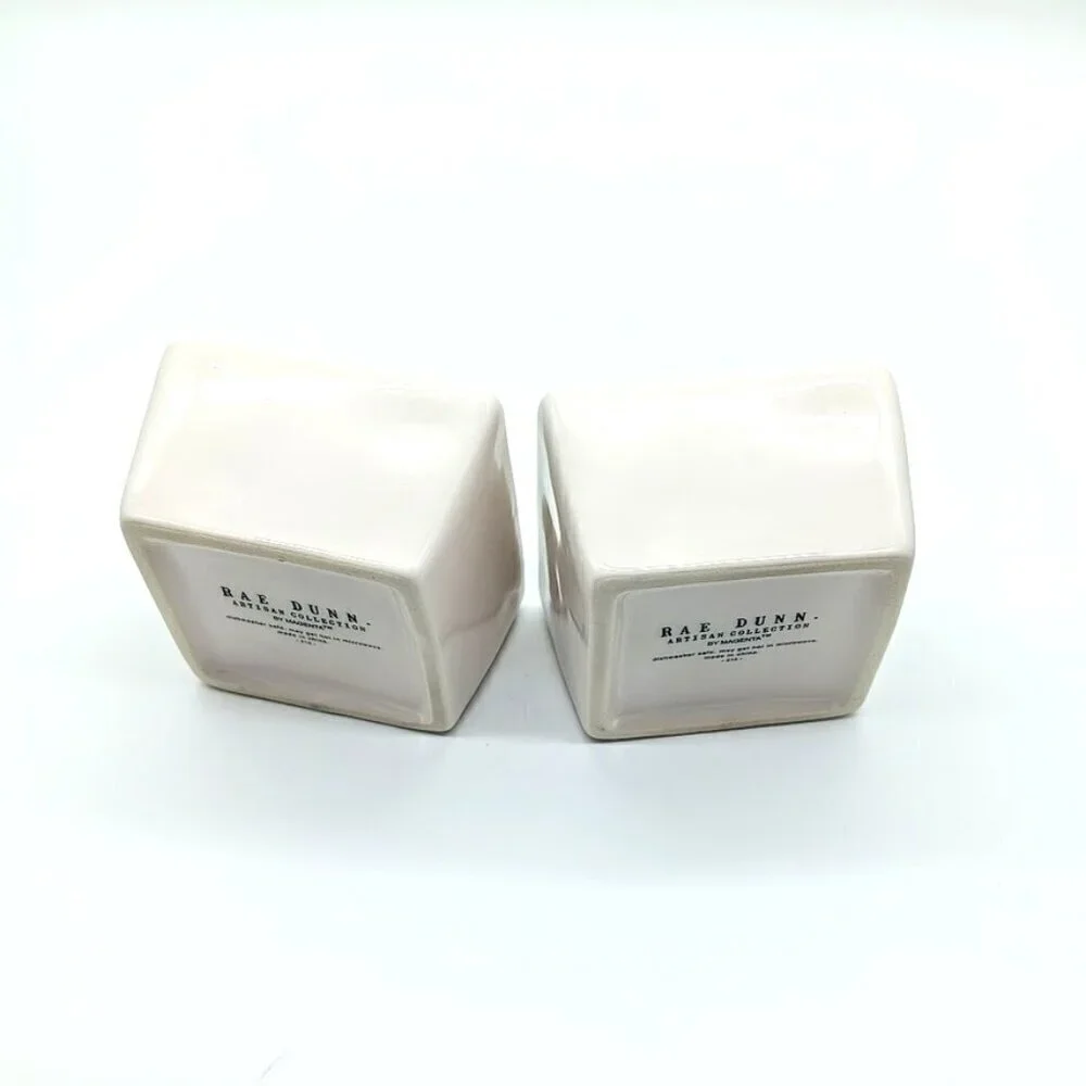 Rae Dunn Green Savor Enjoy Square Ceramic Stoneware Bowls